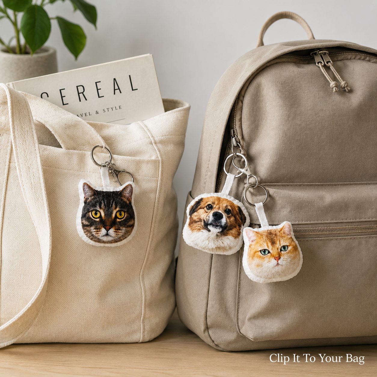 Custom Pet Photo Plush Keychain