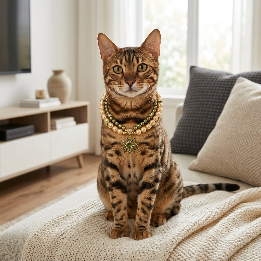 Elegant Pearl & Zircon Pet Necklace Gift for Cats and Small Dogs