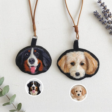 Custom Needle Felted Pet Portrait Keychain