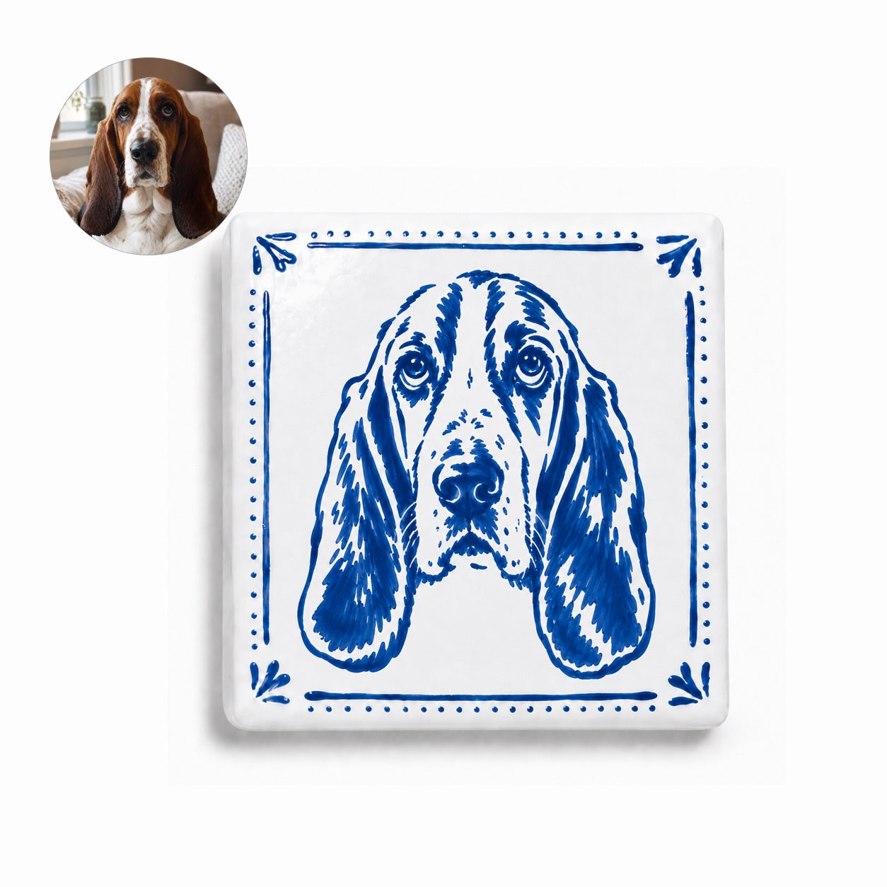 Personalized Hand-Painted Ceramic Pet Portrait Fridge Magnet | Custom Pet Face Ceramic Magnet