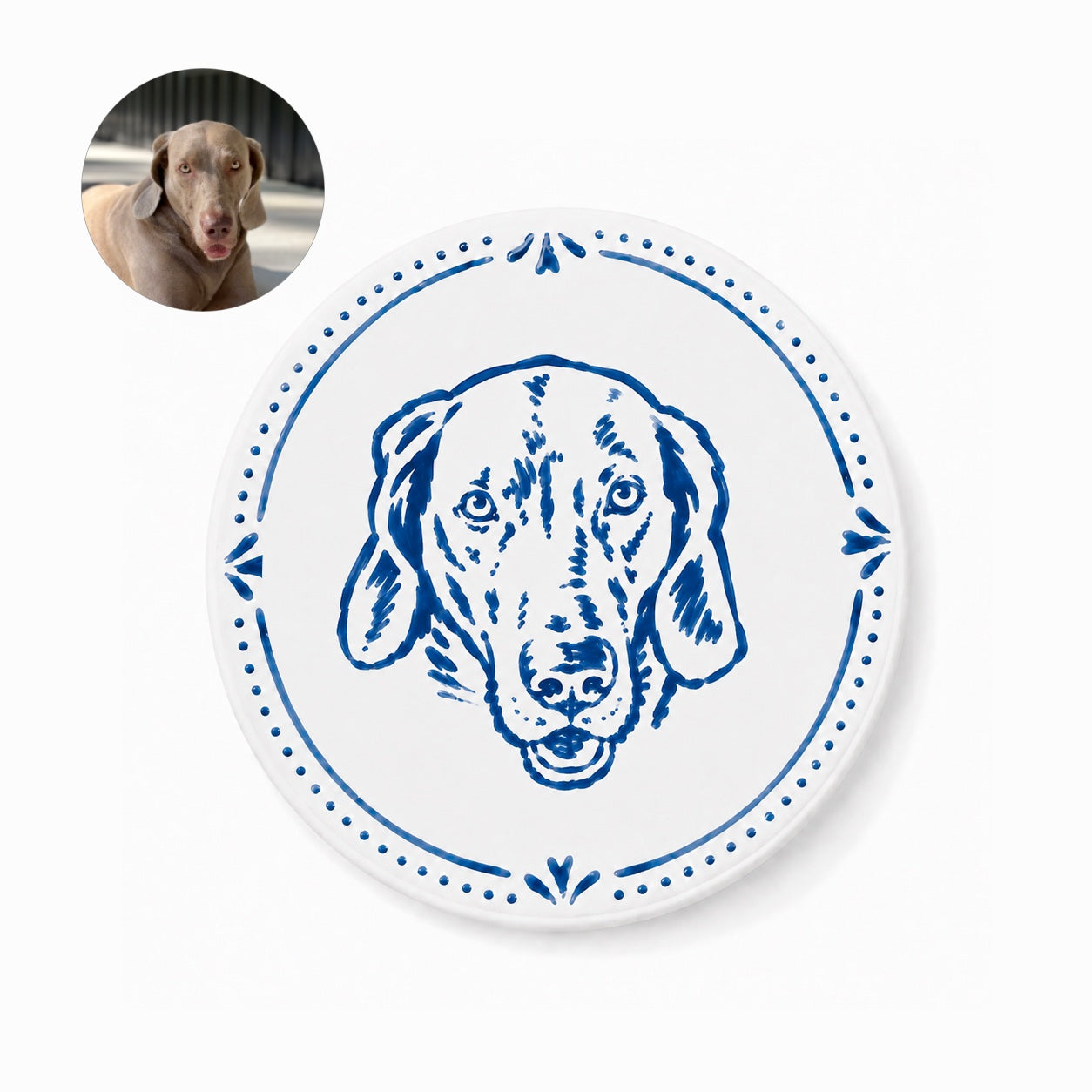 Personalized Hand-Painted Ceramic Pet Portrait Fridge Magnet | Custom Pet Face Ceramic Magnet