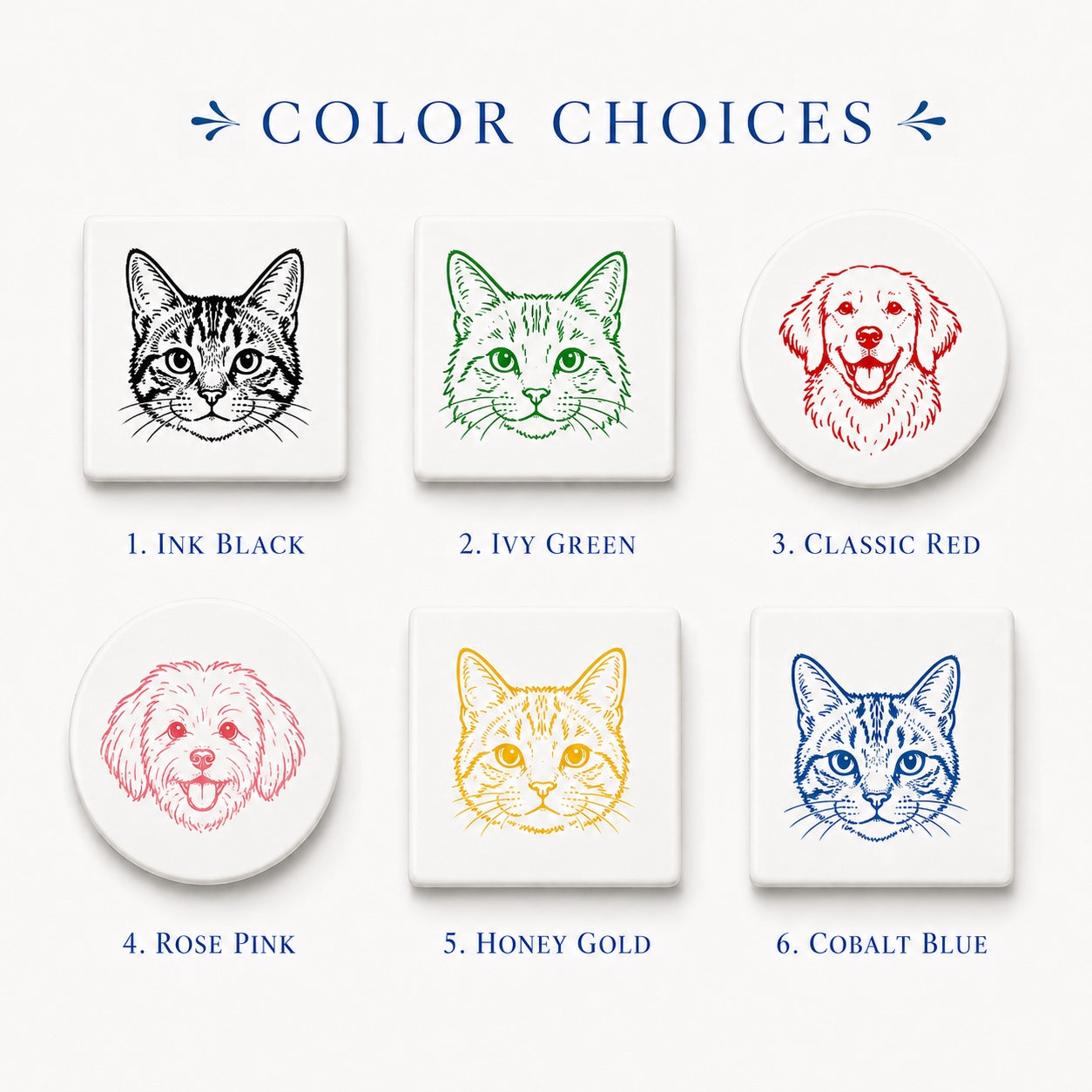 Personalized Hand-Painted Ceramic Pet Portrait Fridge Magnet | Custom Pet Face Ceramic Magnet