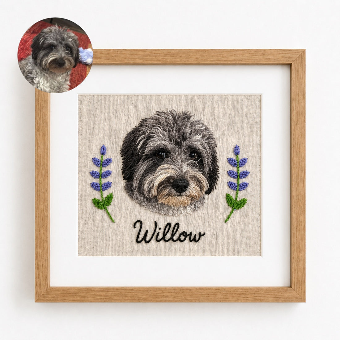 Custom Embroidered Pet Portrait Frame - main product image