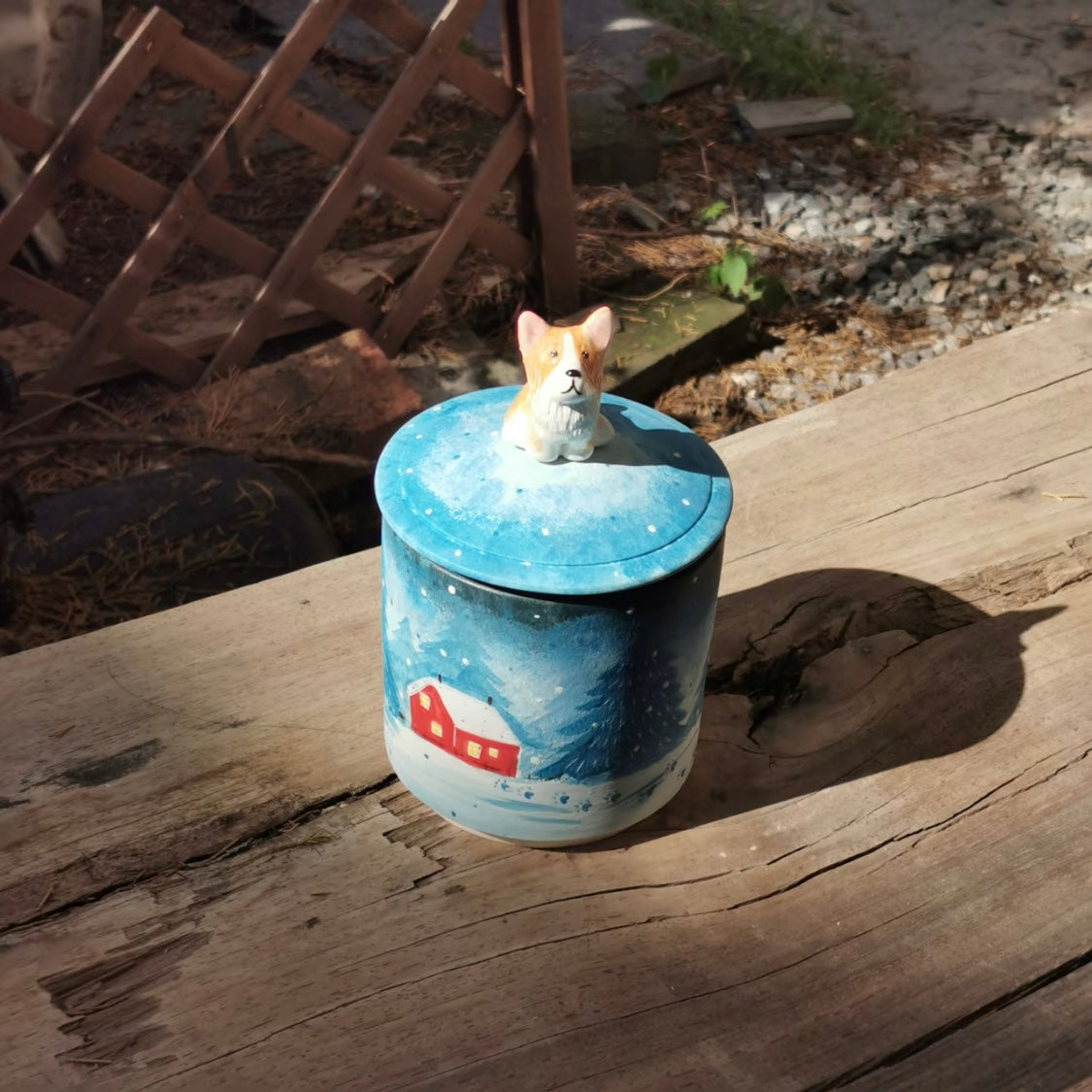 Handmade Pet Urn for Ashes – Ceramic Keepsake Urns with 3D Pet Figurine Lid, Personalized Dog or Cat Memorial Jar