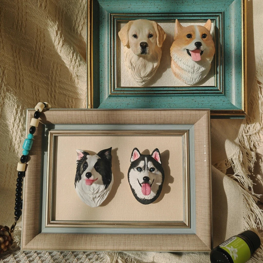 Customized Plaster Pet Sculpture with Magnet – Personalized Cat or Dog Keepsake for Car, Fridge, Frame
