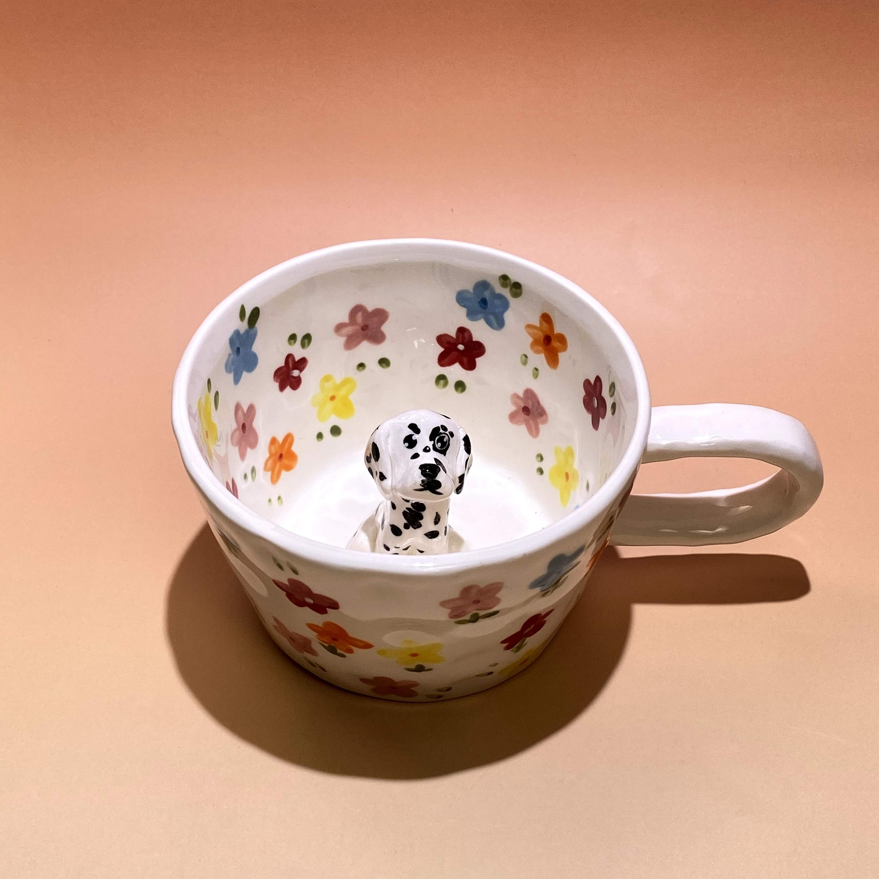 🐾 Custom 3D Pet Climbing Mug – Handmade Ceramic Dog Figurine Cup (350ml)