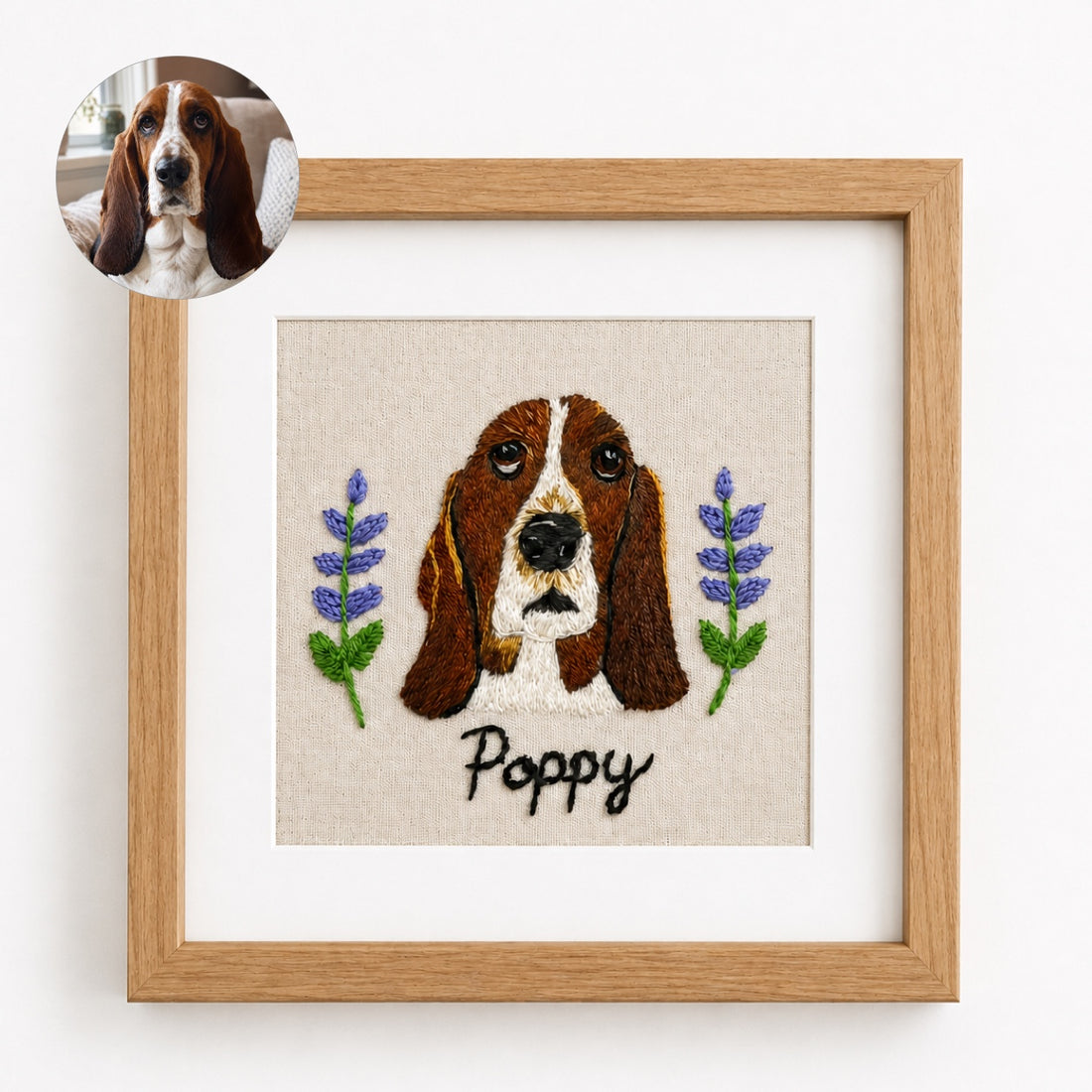 Custom Embroidered Pet Portrait Frame - main product image