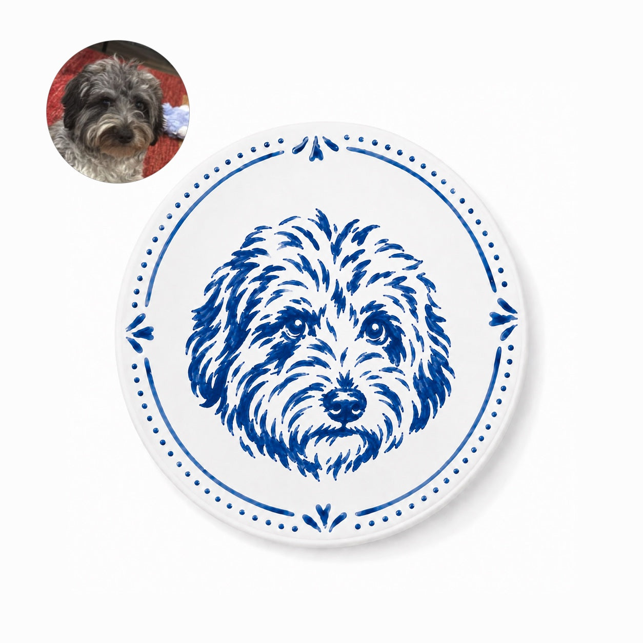 Personalized Hand-Painted Ceramic Pet Portrait Fridge Magnet | Custom Pet Face Ceramic Magnet