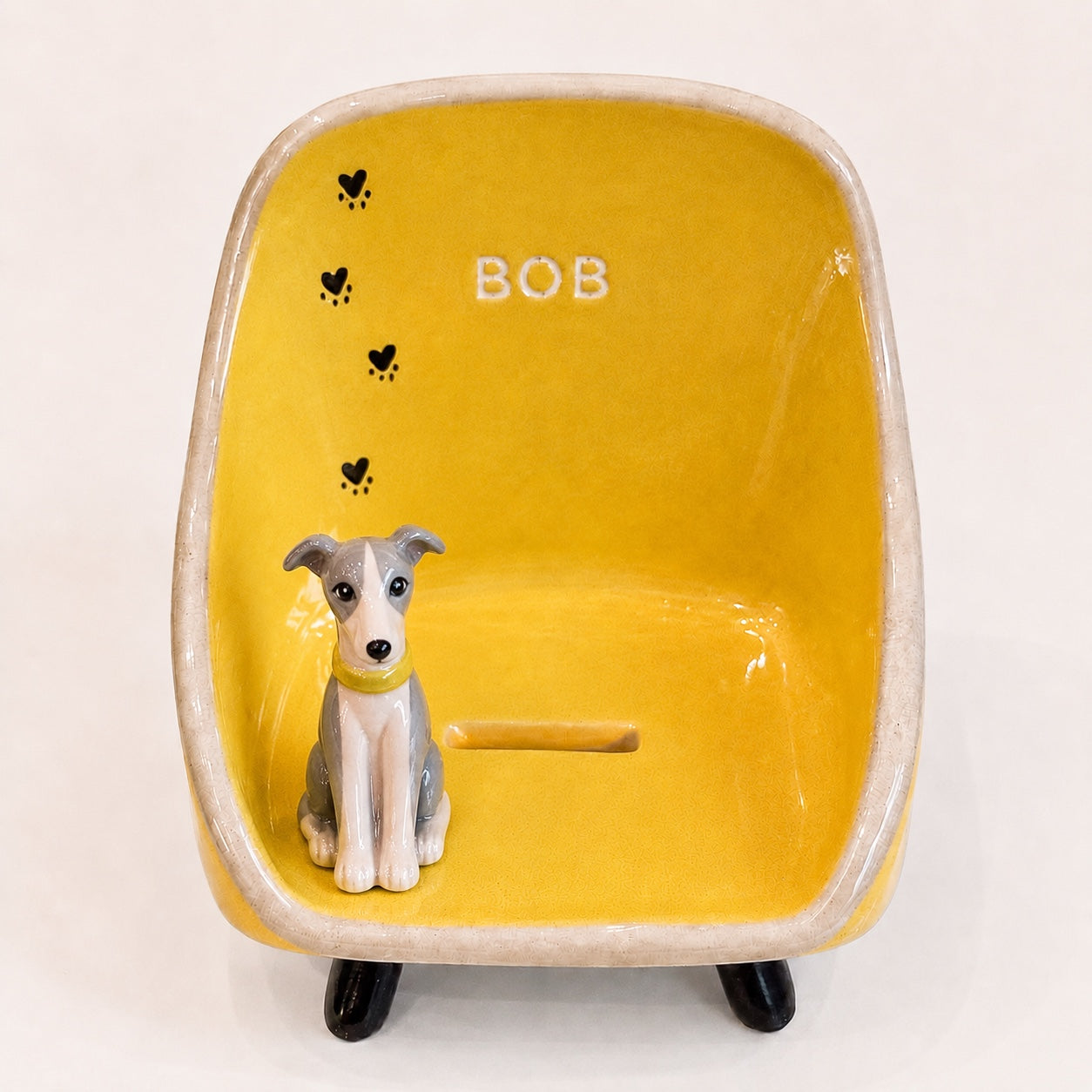 Personalized Ceramic Phone Stand with Custom Pet Figurine – Handmade Pet Lover Gift, Desk Phone Holder, Custom Name Ceramic Stand