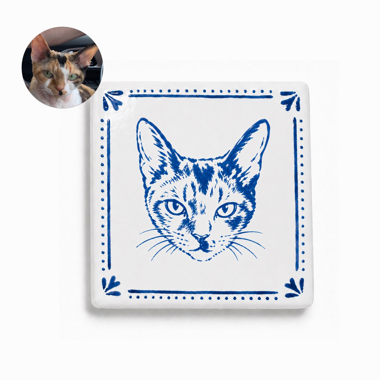 Personalized Hand-Painted Ceramic Pet Portrait Fridge Magnet | Custom Pet Face Ceramic Magnet