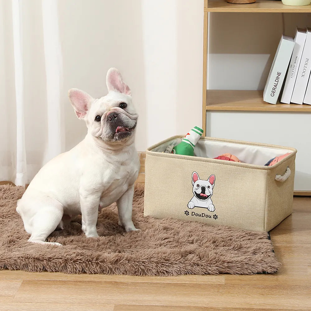 Personalized Dog Toy Basket Free Print Dog Cat Image Name Pet Storage Box