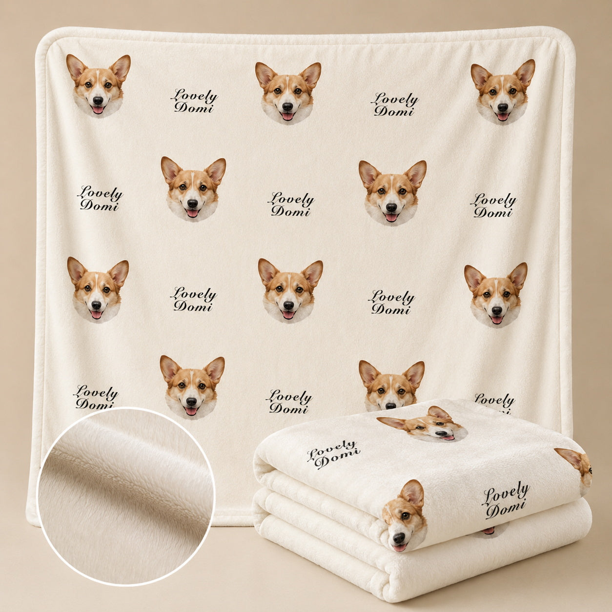 Custom Pet Face Blanket with Name – Personalized Dog Photo Blanket, Soft Velvet Pet Keepsake Gift